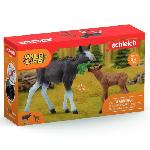 Figurine Miniature - Personnage Miniature Figurines Élan Femelle avec Veau. animaux sauvages. Schleich 42629 Wild Life. Pour enfant des 3 ans