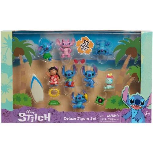 Figurine Miniature - Personnage Miniature Figurines et accessoires - LICENCE /STITCH - Coffret Deluxe - 13 figurines et accessoires. Stitch dans 5 poses. planche de surf