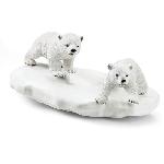 Figurine Miniature - Personnage Miniature Figurines Glissade des Ours Polaires. Coffret schleich avec 2 figurines oursons et 1 figurine de narval. pour enfants des 3 Ans.