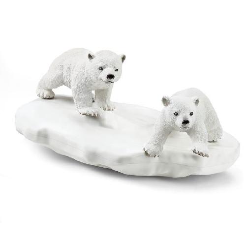 Figurine Miniature - Personnage Miniature Figurines Glissade des Ours Polaires. Coffret schleich avec 2 figurines oursons et 1 figurine de narval. pour enfants des 3 Ans.