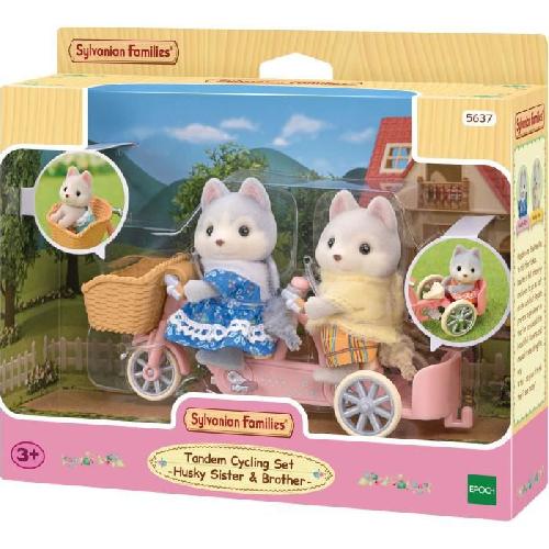 Poupee Figurines miniatures - SYLVANIAN FAMILIES - 5637 - Les freres et soeurs husky et leur tandem