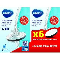 Filtre Pour Carafe Filtrante Filtres MicroDisc BRITA - Pack de 6 - Réduit le chlore et les impuretés - Préserve les minéraux - Blanc