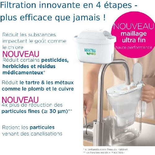 Filtre Pour Carafe Filtrante Filtres pour carafe - BRITA - MAXTRA PRO - 4 mois - Carafe MARELLA blanche offerte