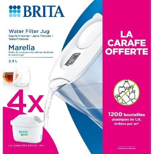 Filtre Pour Carafe Filtrante Filtres pour carafe - BRITA - MAXTRA PRO - 4 mois - Carafe MARELLA blanche offerte