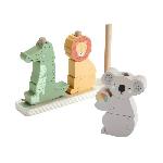 Jeu D'apprentissage Fisher-Price-Animaux en Bois a Empiler et Trier. 10 pieces HXV04