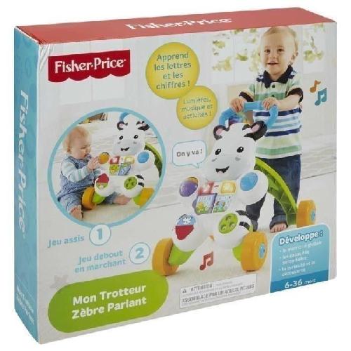 Chariot A Pousser Fisher-Price - Mon Trotteur Zebre Parlant - Trotteur bébé  - 6 mois et + DLD96