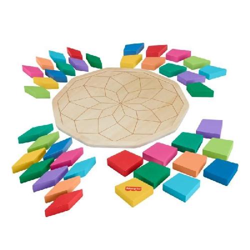 Jeu D'apprentissage Fisher-Price-Puzzle Mandala en Bois-Puzzle 40 pieces motif géométrique HXT94