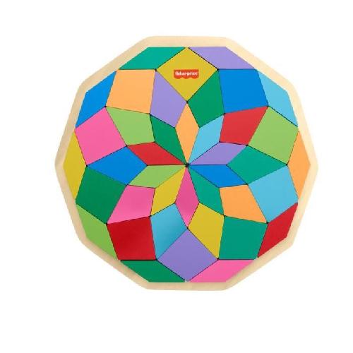 Jeu D'apprentissage Fisher-Price-Puzzle Mandala en Bois-Puzzle 40 pieces motif géométrique HXT94