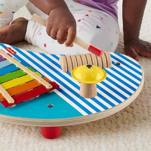 Jeu D'apprentissage Fisher-Price-Table musicale en bois avec instruments de percussion HXT91