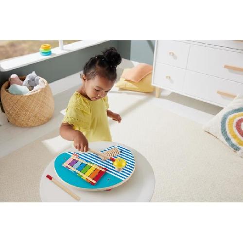 Jeu D'apprentissage Fisher-Price-Table musicale en bois avec instruments de percussion HXT91