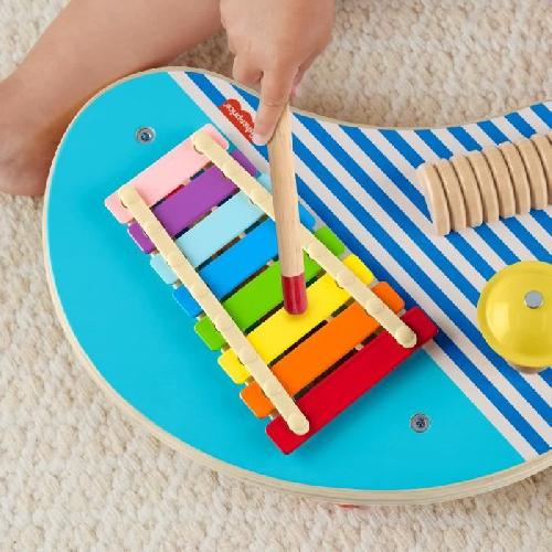 Jeu D'apprentissage Fisher-Price-Table musicale en bois avec instruments de percussion HXT91