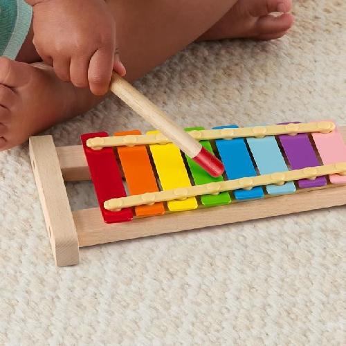 Jeu D'apprentissage Fisher-Price-Xylophone en bois. instrument de musique avec 2 pieces HXV13