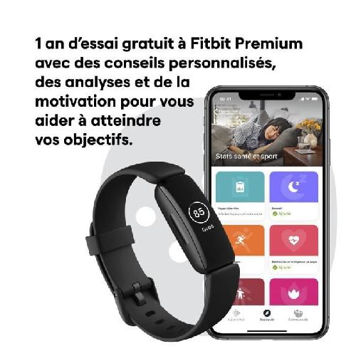 Coach Sportif - Suivi Activites Quotidiennes FITBIT Inspire 2 - Bracelet connecte - Autonomie 10 jours -Noir
