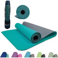 Fitness - Musculation Tapis de yoga - FITNESS - SCHILDKRÖT - 183 x 61 cm - 4 mm - Sac inclus - Bleu / Gris