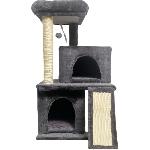 FLOPI Arbre a chat gris foncé- 44.5 x 48 x 86 cm - Gris foncé - 1 plateforme. 1 balle de jeu. 2 niches. 1 rampe