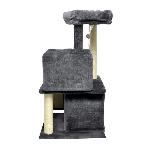 Arbre A Chat FLOPI Arbre a chat gris foncé- 44.5 x 48 x 86 cm - Gris foncé - 1 plateforme. 1 balle de jeu. 2 niches. 1 rampe