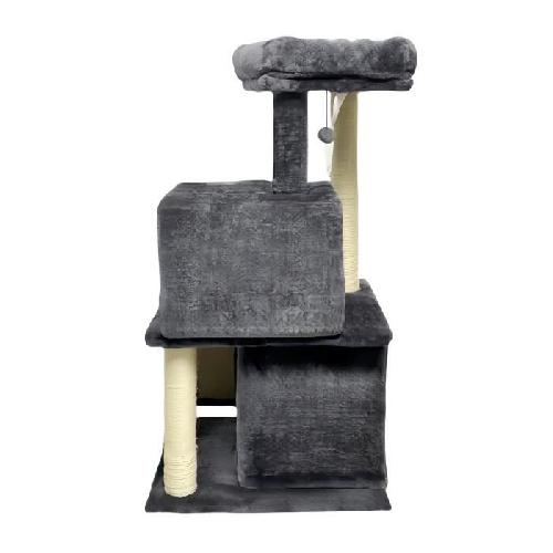 Arbre A Chat FLOPI Arbre a chat gris foncé- 44.5 x 48 x 86 cm - Gris foncé - 1 plateforme. 1 balle de jeu. 2 niches. 1 rampe