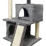 Arbre A Chat FLOPI Arbre a chat gris foncé- 44.5 x 48 x 86 cm - Gris foncé - 1 plateforme. 1 balle de jeu. 2 niches. 1 rampe