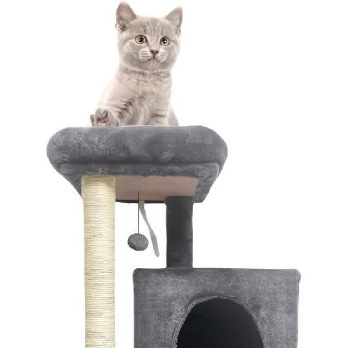 Arbre A Chat FLOPI Arbre a chat gris foncé- 44.5 x 48 x 86 cm - Gris foncé - 1 plateforme. 1 balle de jeu. 2 niches. 1 rampe