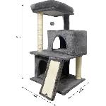 Arbre A Chat FLOPI Arbre a chat gris foncé- 44.5 x 48 x 86 cm - Gris foncé - 1 plateforme. 1 balle de jeu. 2 niches. 1 rampe