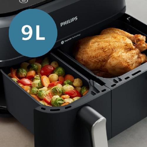 Friteuse Electrique Friteuse sans huile - PHILIPS - Airfryer XXL NA351/00 - Double Cuve 9L - 8 Préréglages - Noir