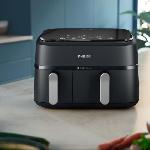 Friteuse Electrique Friteuse sans huile - PHILIPS - Airfryer XXL NA351/00 - Double Cuve 9L - 8 Préréglages - Noir