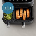 Friteuse Electrique Friteuse sans huile - PHILIPS - Airfryer XXL NA351/00 - Double Cuve 9L - 8 Préréglages - Noir