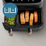 Friteuse Electrique Friteuse sans huile - PHILIPS - NA352/04 - 9L - Double panier - Écran tactile + Accessoires - Noir