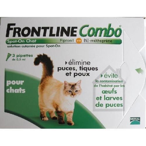 Antiparasitaire - Pipette - Lotion - Collier - Pince - Spray -shampoing - Crochet Tique Frontline Combo chat - Anti-puces anti-tiques pour chat - 3 pipettes