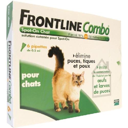 Antiparasitaire - Pipette - Lotion - Collier - Pince - Spray -shampoing - Crochet Tique Frontline Combo chat - Anti-puces anti-tiques pour chat - 6 pipettes