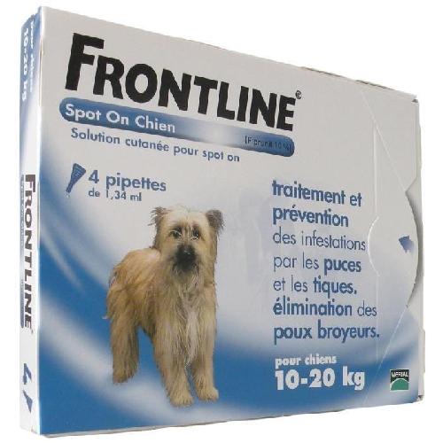 Antiparasitaire - Pipette - Lotion - Collier - Pince - Spray -shampoing - Crochet Tique Frontline Spot On chien - Anti-puces anti-tiques pour chien M - 10-20kg - 4 pipettes