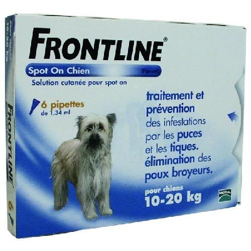 Antiparasitaire - Pipette - Lotion - Collier - Pince - Spray -shampoing - Crochet Tique Frontline Spot On chien - Anti-puces anti-tiques pour chien M - 10-20kg - 6 pipettes