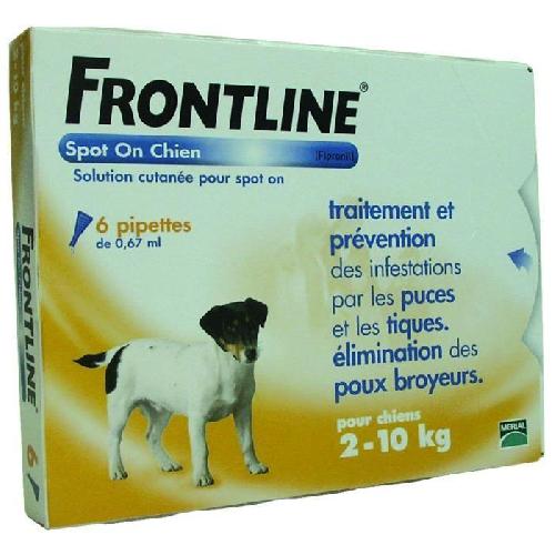 Antiparasitaire - Pipette - Lotion - Collier - Pince - Spray -shampoing - Crochet Tique Frontline Spot On chien - Anti-puces anti-tiques pour chien S - 2-10kg - 6 pipettes
