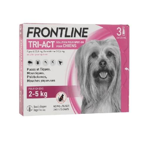 Antiparasitaire - Pipette - Lotion - Collier - Pince - Spray -shampoing - Crochet Tique Frontline Tri-Act chien - Anti-puces anti-tiques pour chien XS - 2-5kg - 3 pipettes