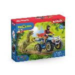 Figurine Miniature - Personnage Miniature Fuite sur quad face au vélociraptor - Ensemble de Jouets Préhistoriques de 5 Pieces pour Garçons et Filles a Partir de 4 ans -