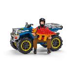 Figurine Miniature - Personnage Miniature Fuite sur quad face au vélociraptor - Ensemble de Jouets Préhistoriques de 5 Pieces pour Garçons et Filles a Partir de 4 ans -