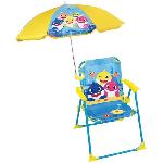 FUN HOUSE Baby Shark Chaise pliante camping avec parasol - H.38.5 xl.38.5 x P.37.5 cm + parasol ø 65 cm - Pour enfant