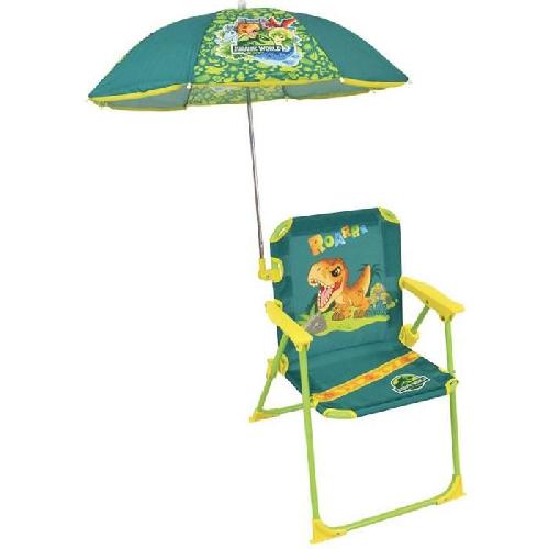 Fauteuil - Chaise Longue - Matelas Gonflable Piscine FUN HOUSE JURASSIC WORLD Chaise pliante de camping dinosaures - H.38.5 xl.38.5 x P.37.5 cm - Avec un parasol ø 65 cm - Pour enfant