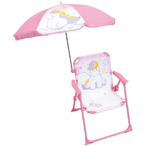 Fauteuil - Chaise Longue - Matelas Gonflable Piscine FUN HOUSE Licorne Chaise pliante camping avec parasol - H.38.5 xl.38.5 x P.37.5 cm + parasol ø 65 cm - Pour enfant
