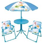 Peluche Fun house ma petite carapace salon de jardin tortues pour enfant avec une table. deux chaises et un parasol