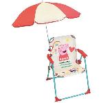 FUN HOUSE Peppa Pig Chaise pliante camping avec parasol - H.38.5 xl.38.5 x P.37.5 cm + parasol o 65 cm - Pour enfant