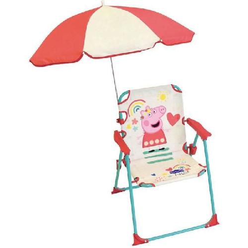 Fauteuil - Chaise Longue - Matelas Gonflable Piscine FUN HOUSE Peppa Pig Chaise pliante camping avec parasol - H.38.5 xl.38.5 x P.37.5 cm + parasol ø 65 cm - Pour enfant