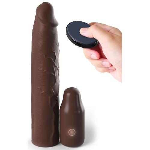 Gaines et Prolongateurs FXTE Mega X-tension de penis vibrant avec telecommande marron