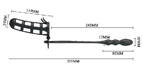 Gaine et Plug Anal Hercules noirs 11.5cm 8.5cm - D2cm