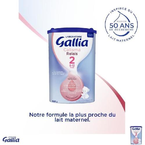 GALLIA - Calisma Relais 2 - Lait en poudre pour bebe - 3 x 830 g - Des 6 mois a 1 an