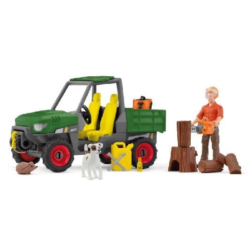 Figurine Miniature - Personnage Miniature Garde forestier avec véhicule. Coffret Schleich 42659 Farm World pour enfant. des 5 ans