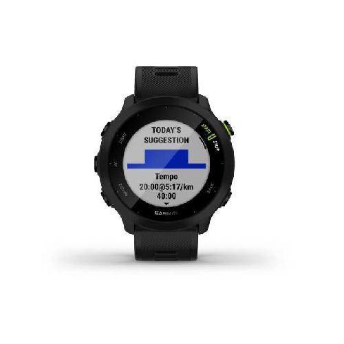 Montre Connectee Sport GARMIN Forerunner 55 - Montre GPS multi-activites running avec fonctions d'entrainement Garmin Coach et cardio au poignet - Noire