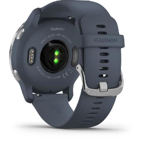 Montre Connectee Sport Garmin - Venu 2 - Montre connectee GPS Multi-sports et Sante - Autonomie Longue Duree - Bracelet Bleu Gris et Silver