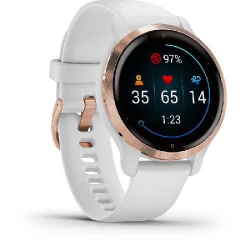 Montre Connectee Sport GARMIN Venu 2S - Montre connectée GPS - Rose Gold - Bracelet blanc