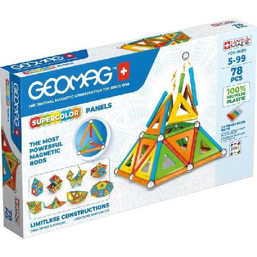 Jeu D'assemblage - Jeu De Construction - Jeu De Manipulation GEOMAG CLASSIC. PANELS SUPERCOLOR 78 pcs. construction magnetique. jeux educatifs. Jouet pour enfants des 5 ans. GMS03